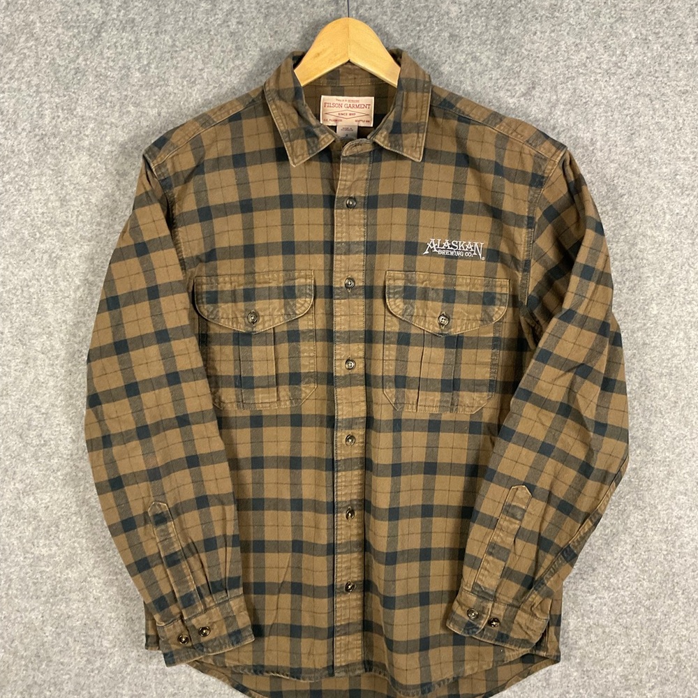Filson Brown and Black Plaid Casual Button Down Shirt